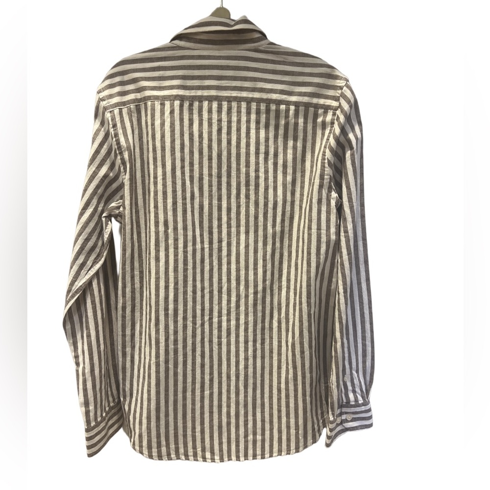 Skagen Men's Casual Striped Button Down Shirt - Brown and White-NWT - Picture 3 of 8